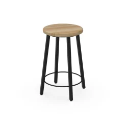 4-Legged Square Tube Stool with Hardwood Seat - 24H