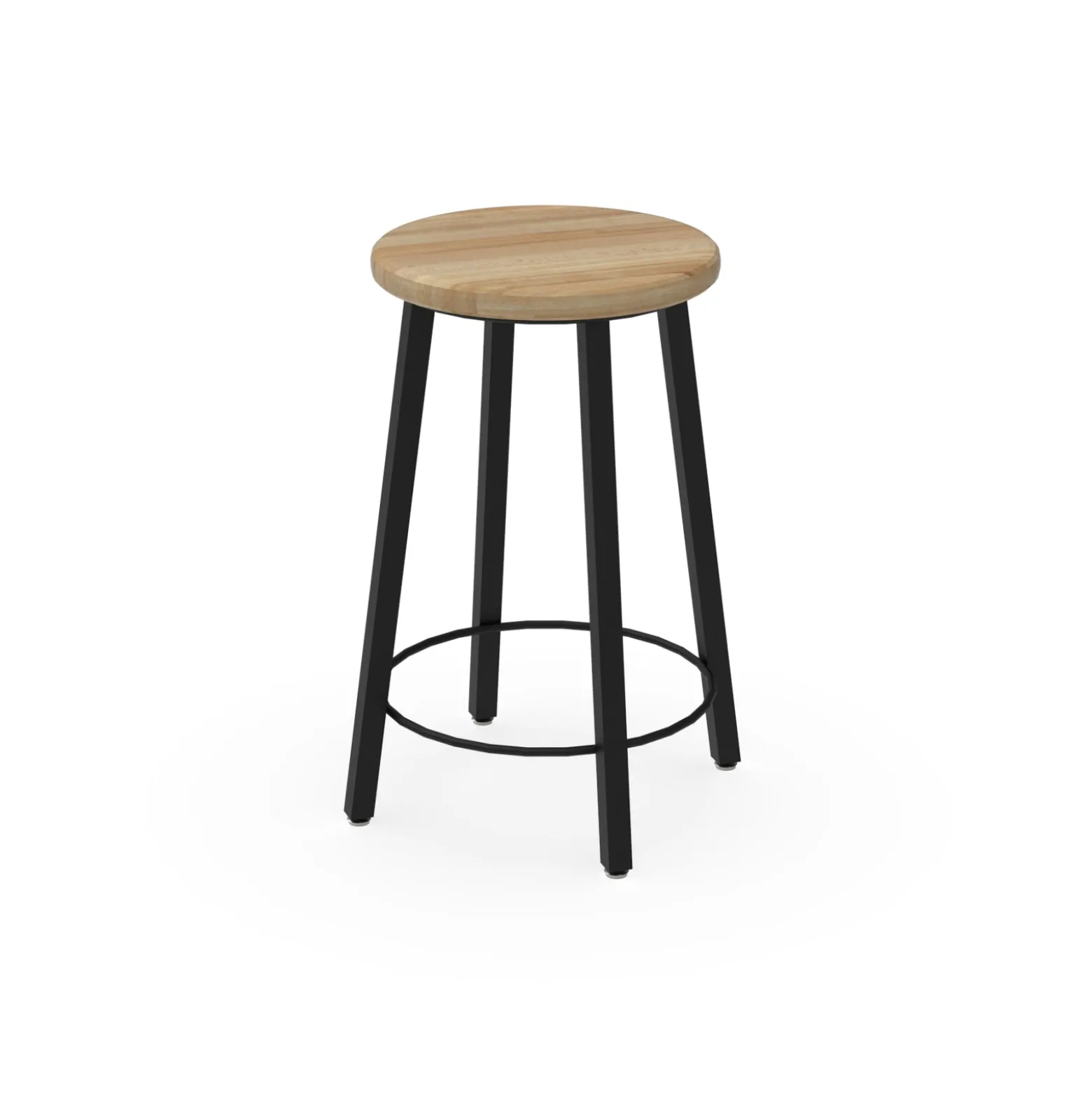 4-Legged Square Tube Stool with Hardwood Seat - 24H