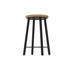 4-Legged Square Tube Stool with Hardwood Seat - 24H