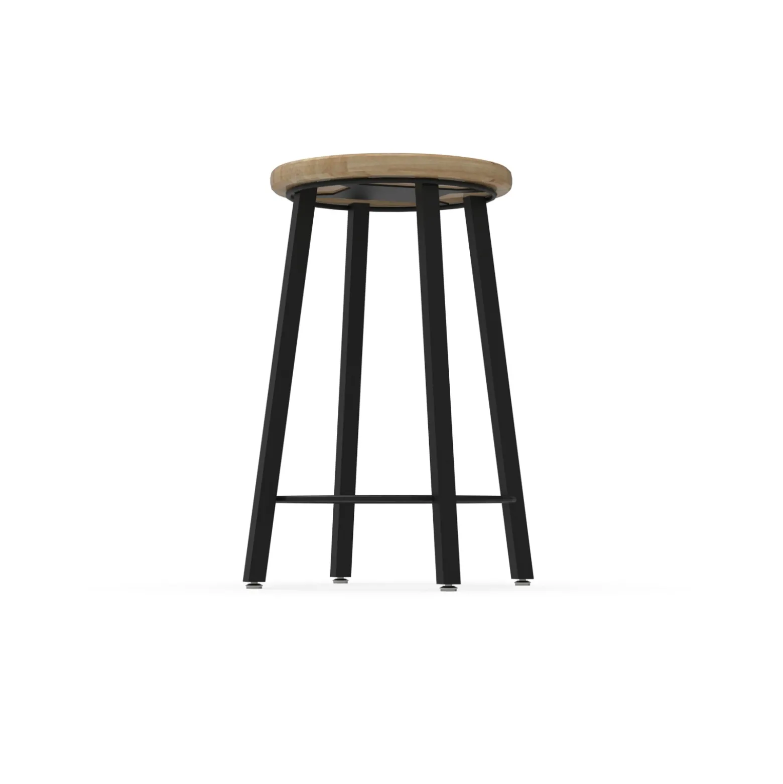 4-Legged Square Tube Stool with Hardwood Seat - 24H