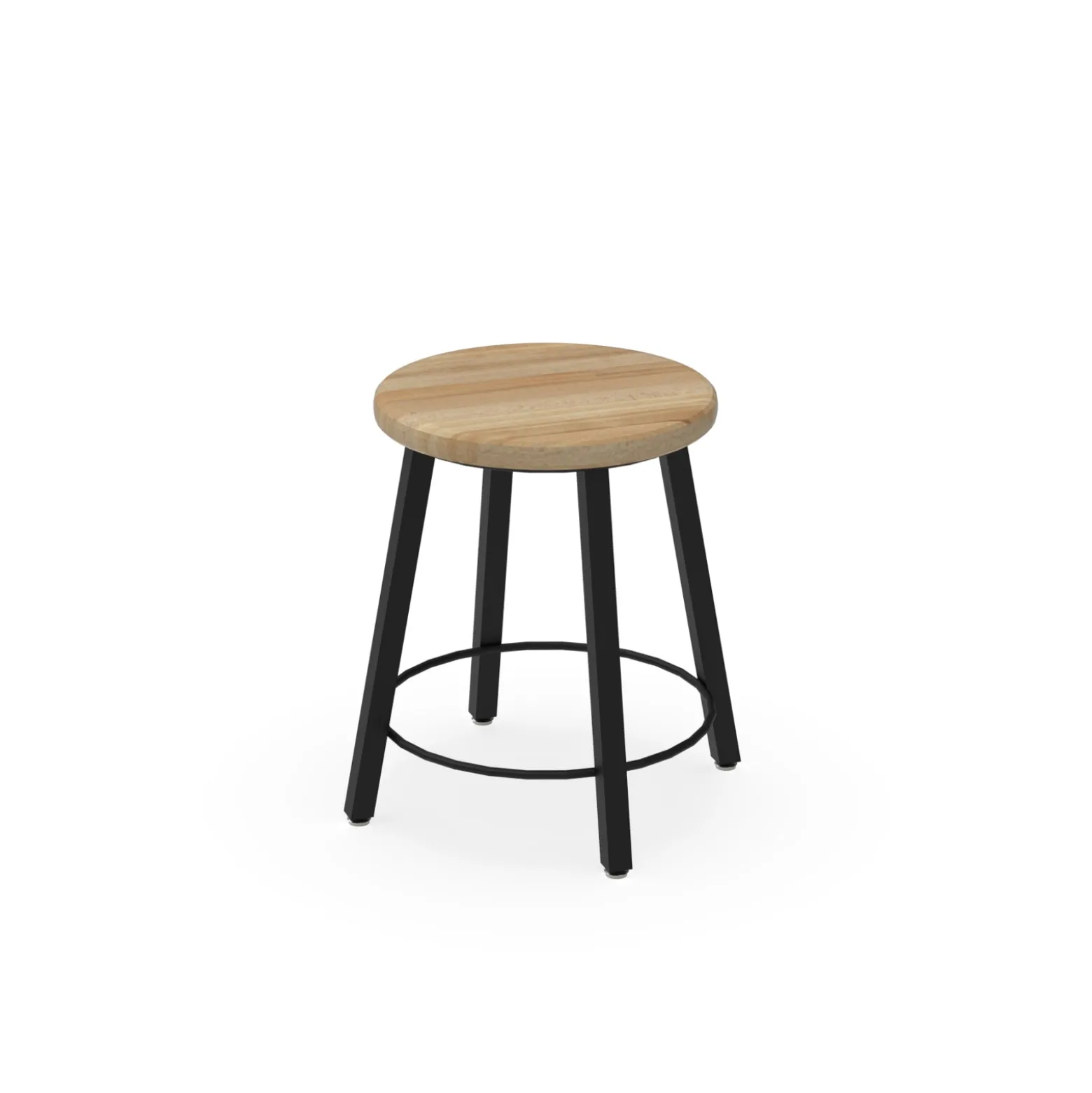 4-Legged Square Tube Stool with Hardwood Seat - 18H