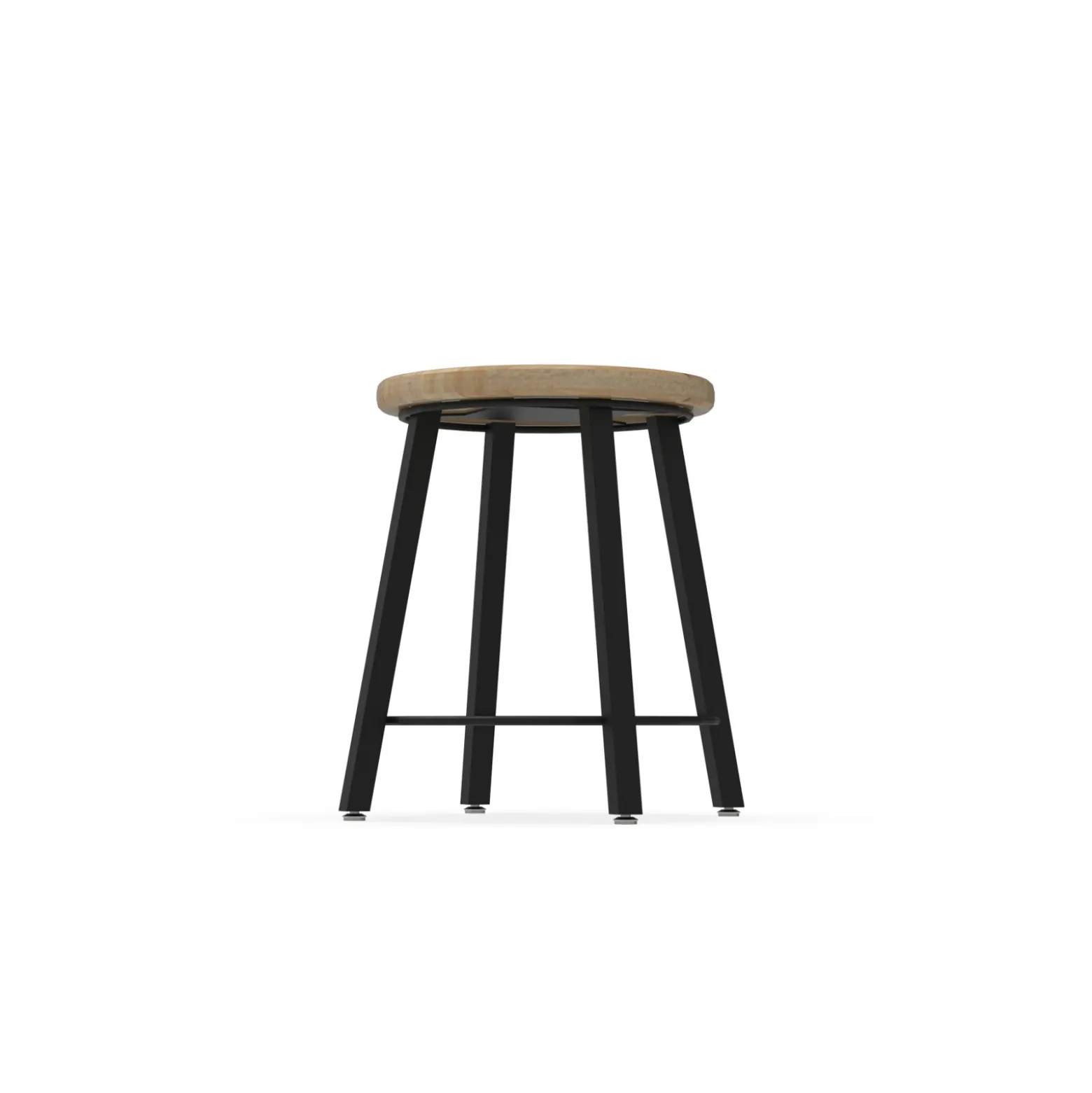 4-Legged Square Tube Stool with Hardwood Seat - 18H