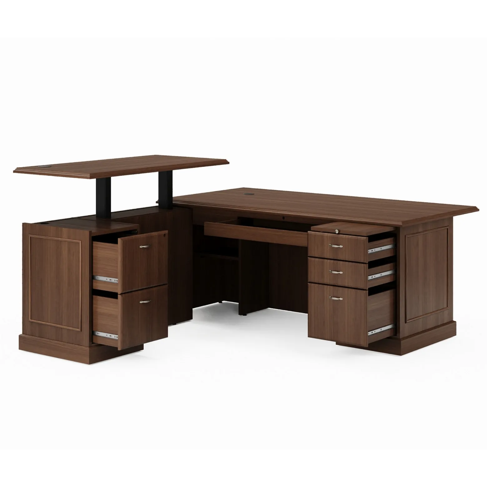 Liberty Height Adjustable L-Shaped Desk w/ Left Return - 72"W x 84"D