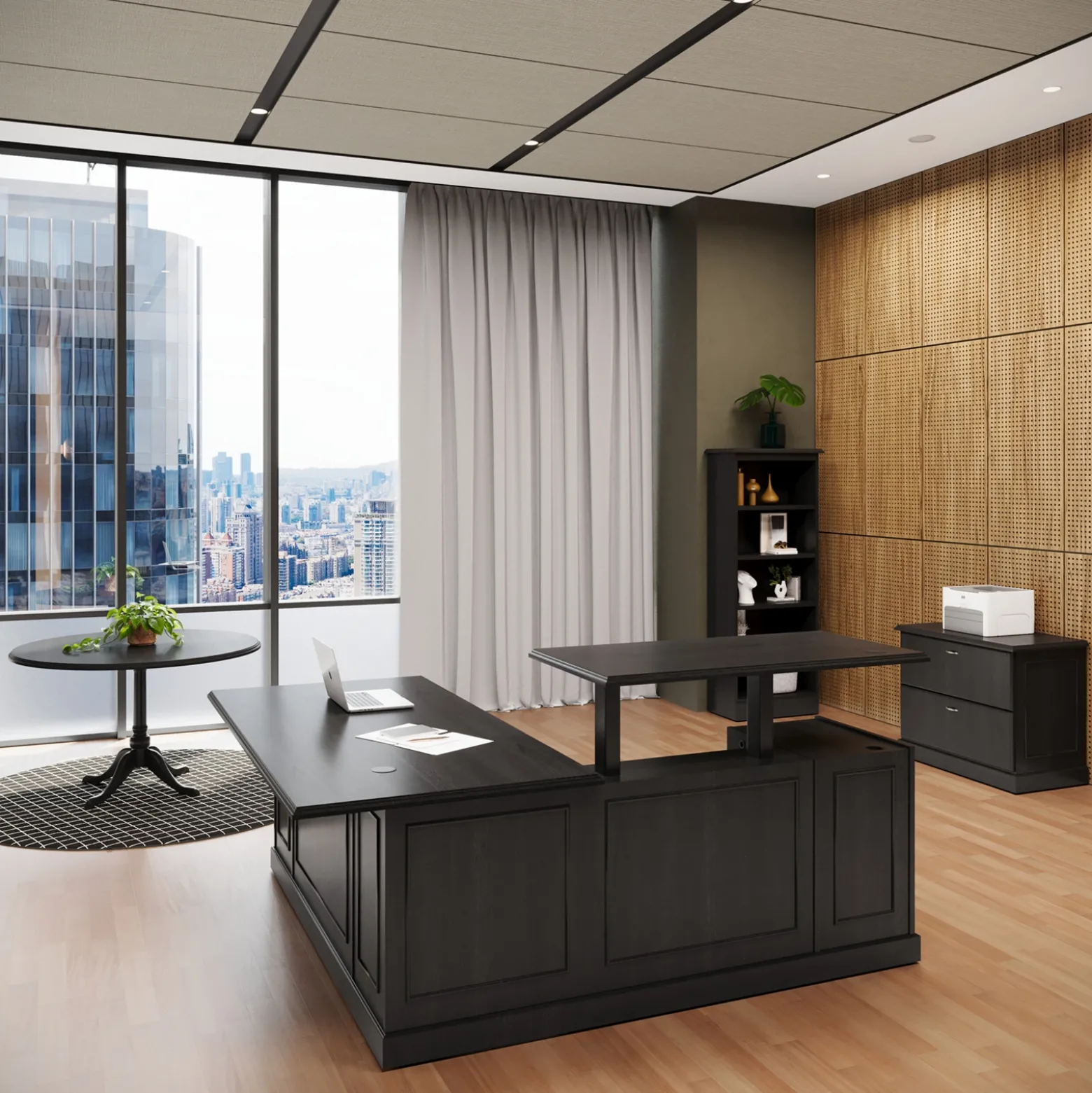 Liberty Height Adjustable L-Desk w/ Left Return Executive Suite