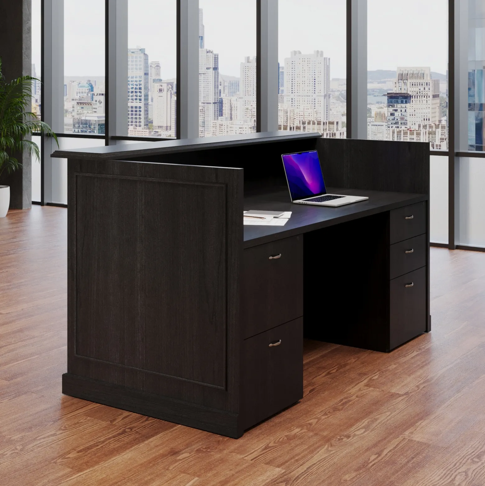 Liberty Reception Desk w/ Combo File Pedestals - 72"W x 39"D