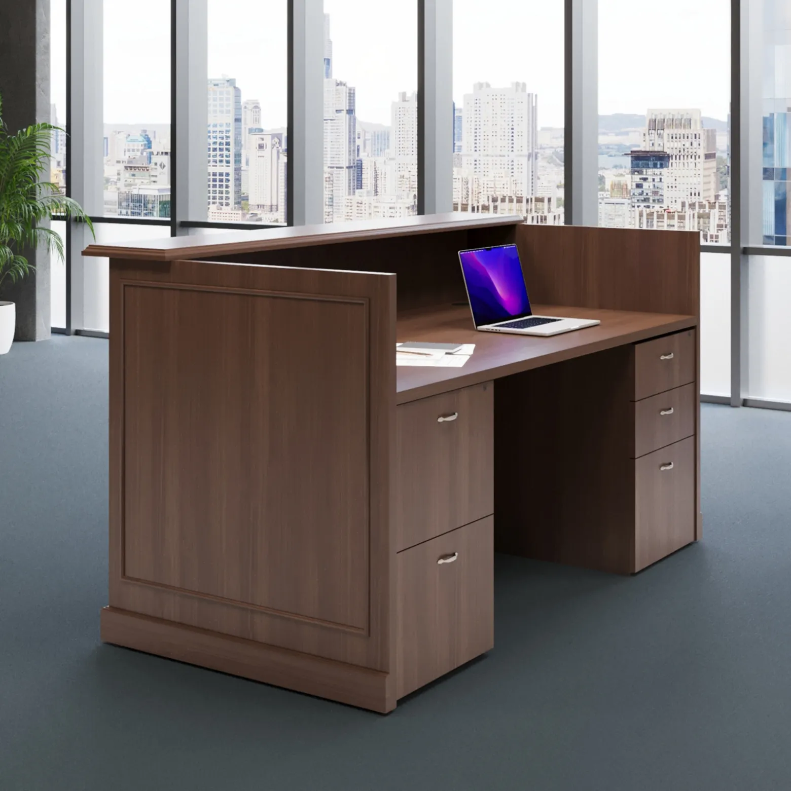 Liberty Reception Desk w/ Combo File Pedestals - 72"W x 39"D