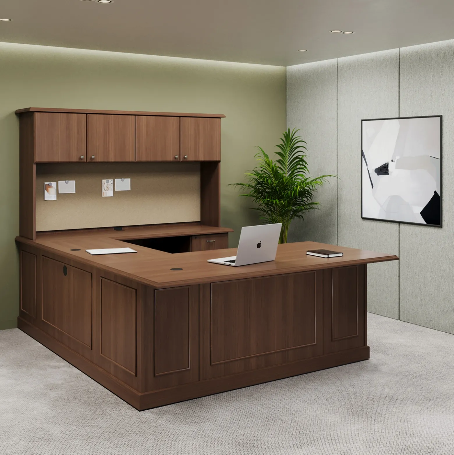 Liberty U-Shaped Desk with Right Bridge - 72"W x 97"D