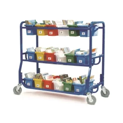Library Cart with 18 Storage Tubs