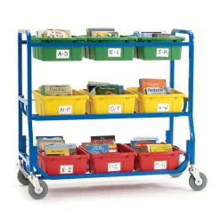 Library Cart with Nine Storage Tubs