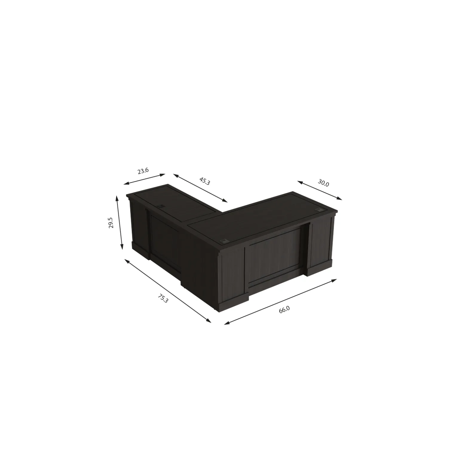 Lincoln L-Shaped Executive Desk with Right Return - 66"W x 76"D