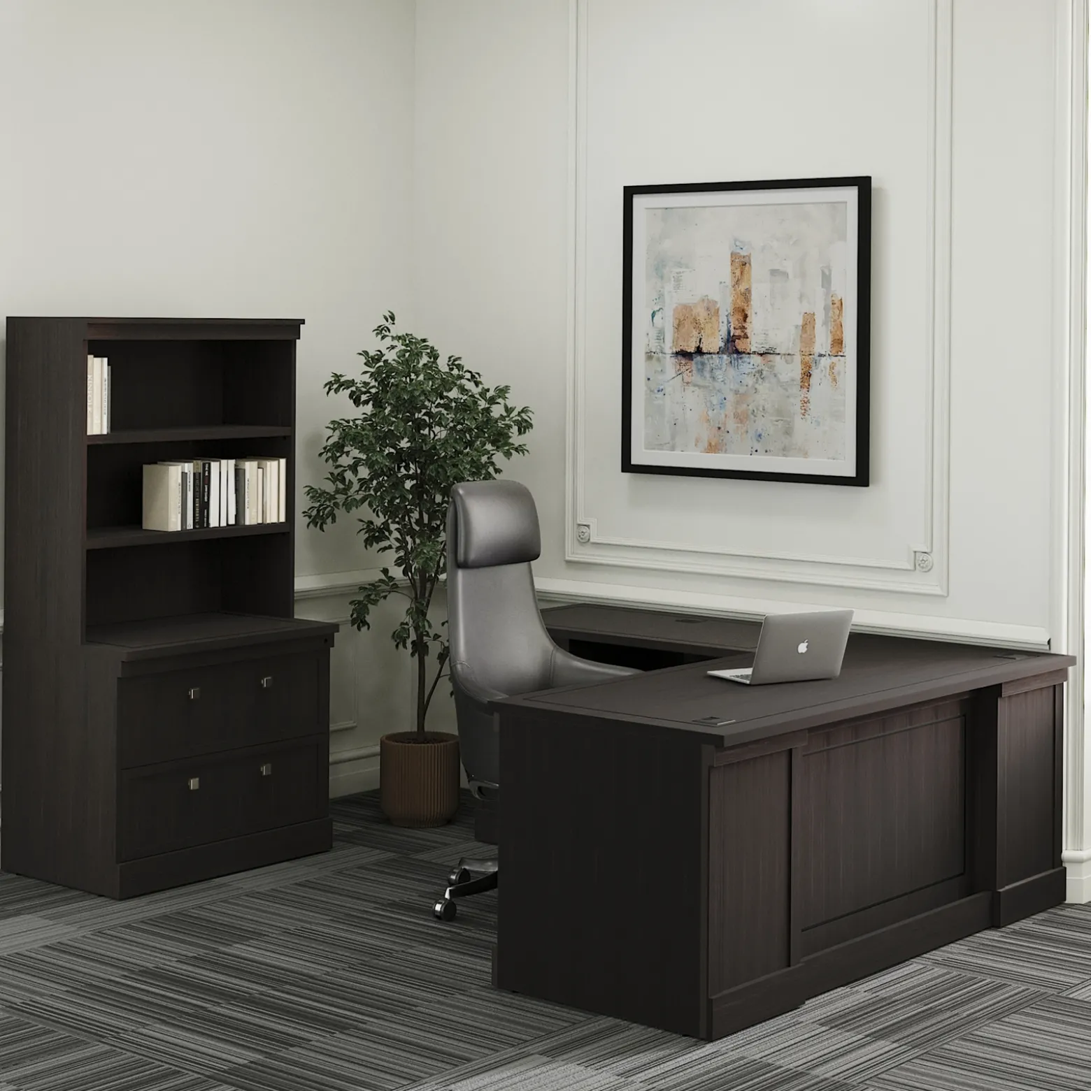 Lincoln L-Shaped Executive Desk with Left Return - 66"W x 76"D