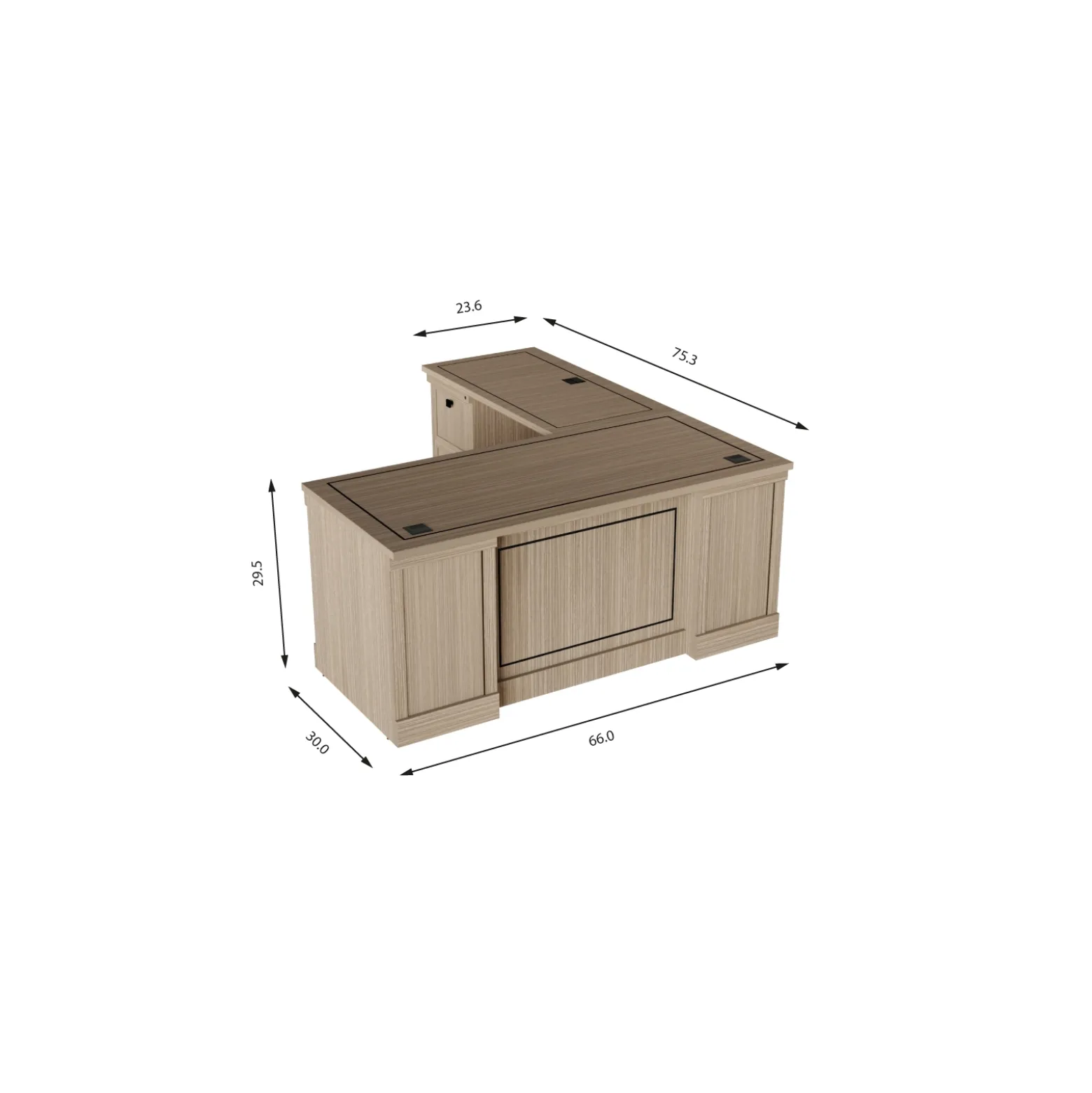 Lincoln L-Shaped Executive Desk with Left Return - 66"W x 76"D