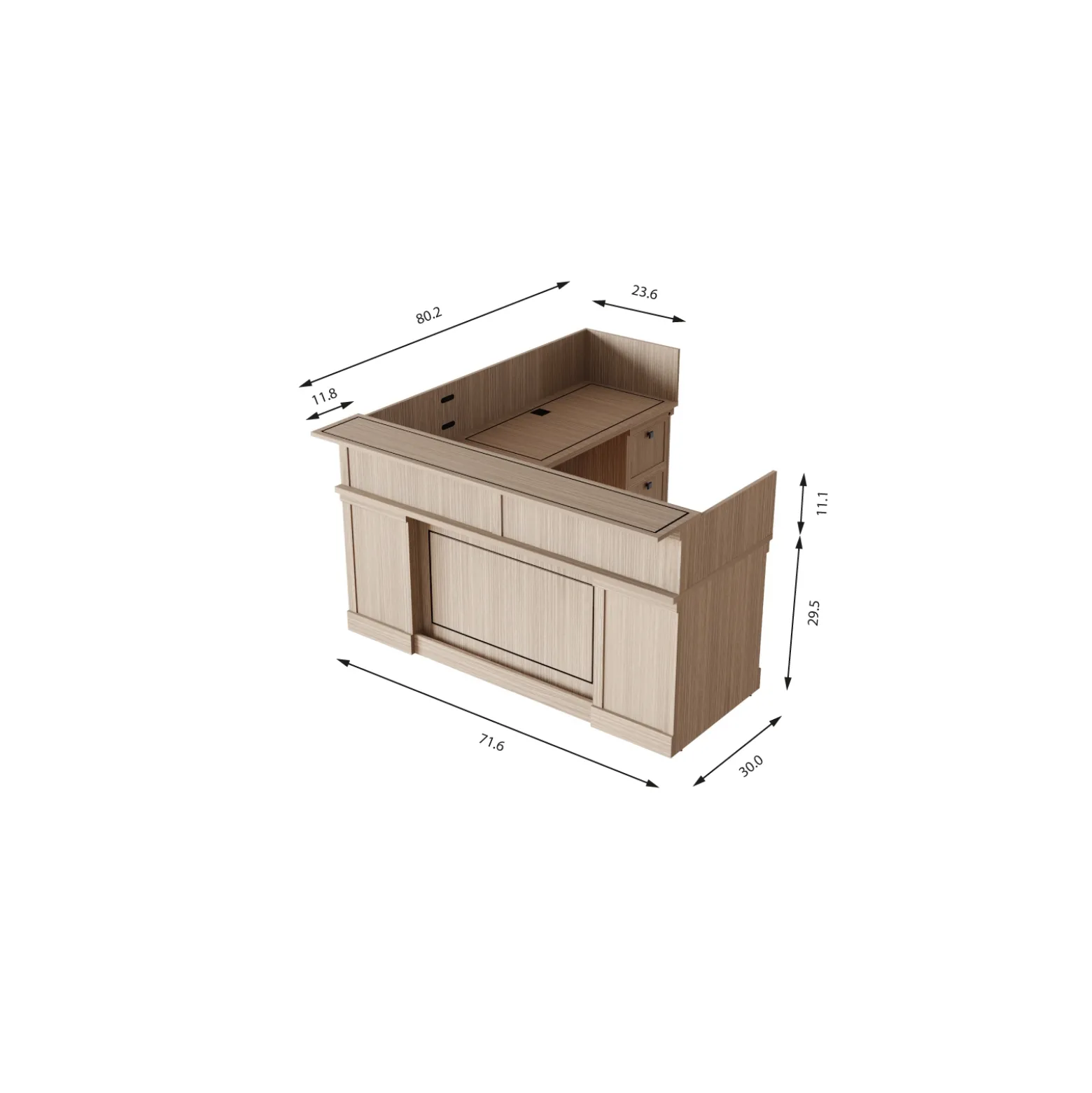 Lincoln L-Shaped Reception Desk with Left Return - 72"W x 81"D