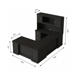 Lincoln U-Shaped Executive Desk with Left-Handed Bridge and Hutch - 66