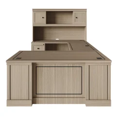 Lincoln U-Shaped Executive Desk with Left-Handed Bridge and Hutch - 66