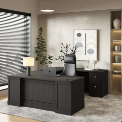 Lincoln U-Shaped Executive Desk with Right-Handed Bridge - 66"W x 99"D