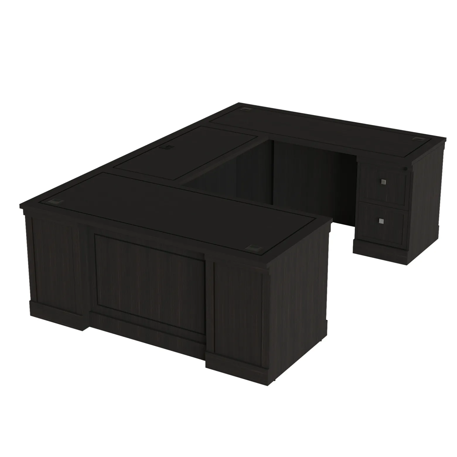 Lincoln U-Shaped Executive Desk with Right-Handed Bridge - 66"W x 99"D