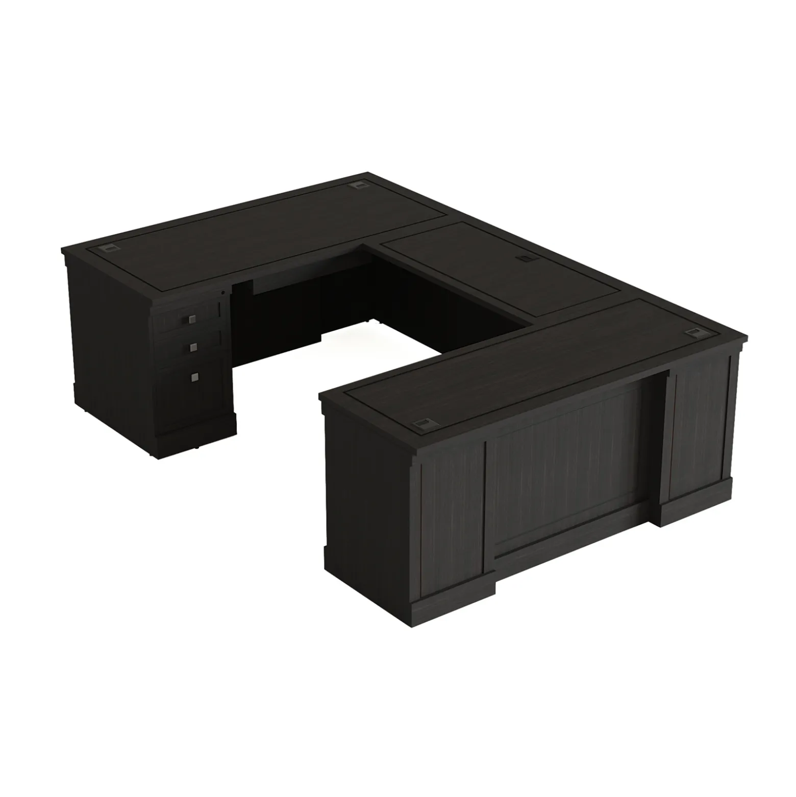 Lincoln U-Shaped Executive Desk with Right-Handed Bridge - 66"W x 99"D
