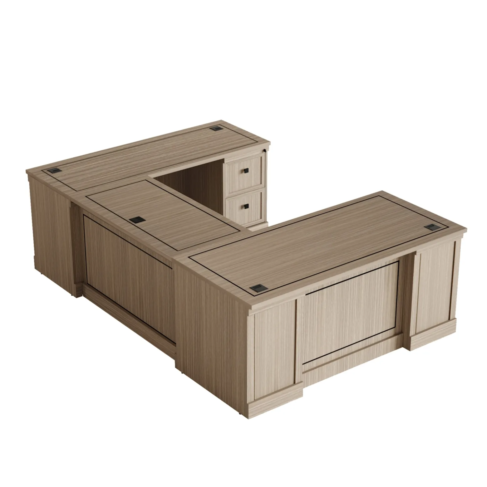 Lincoln U-Shaped Executive Desk with Right-Handed Bridge - 66"W x 99"D