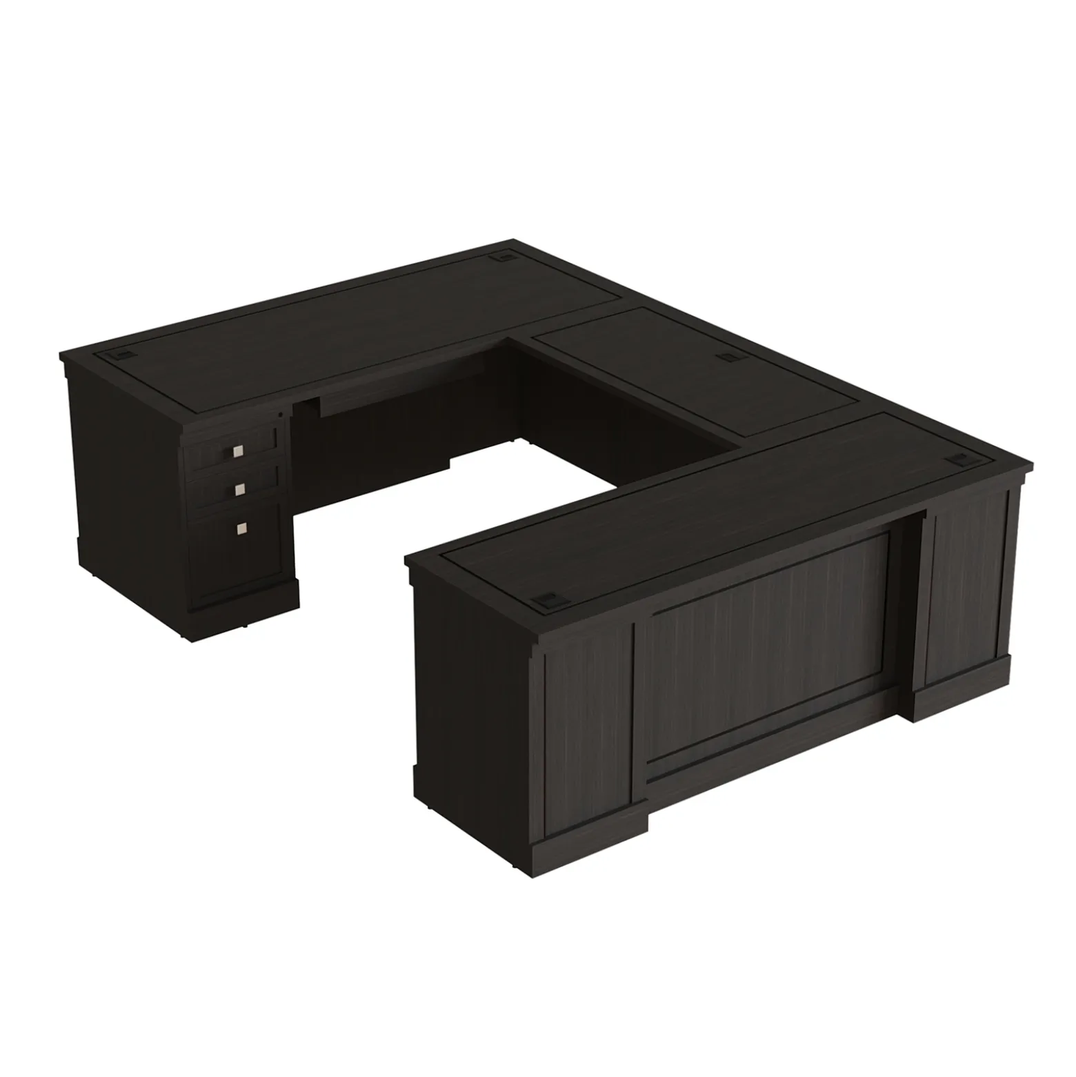 Lincoln U-Shaped Executive Desk with Right-Handed Bridge - 72"W x 99"D