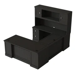 Lincoln U-Shaped Executive Desk with Left-Handed Bridge and Hutch - 72"W x 99"D
