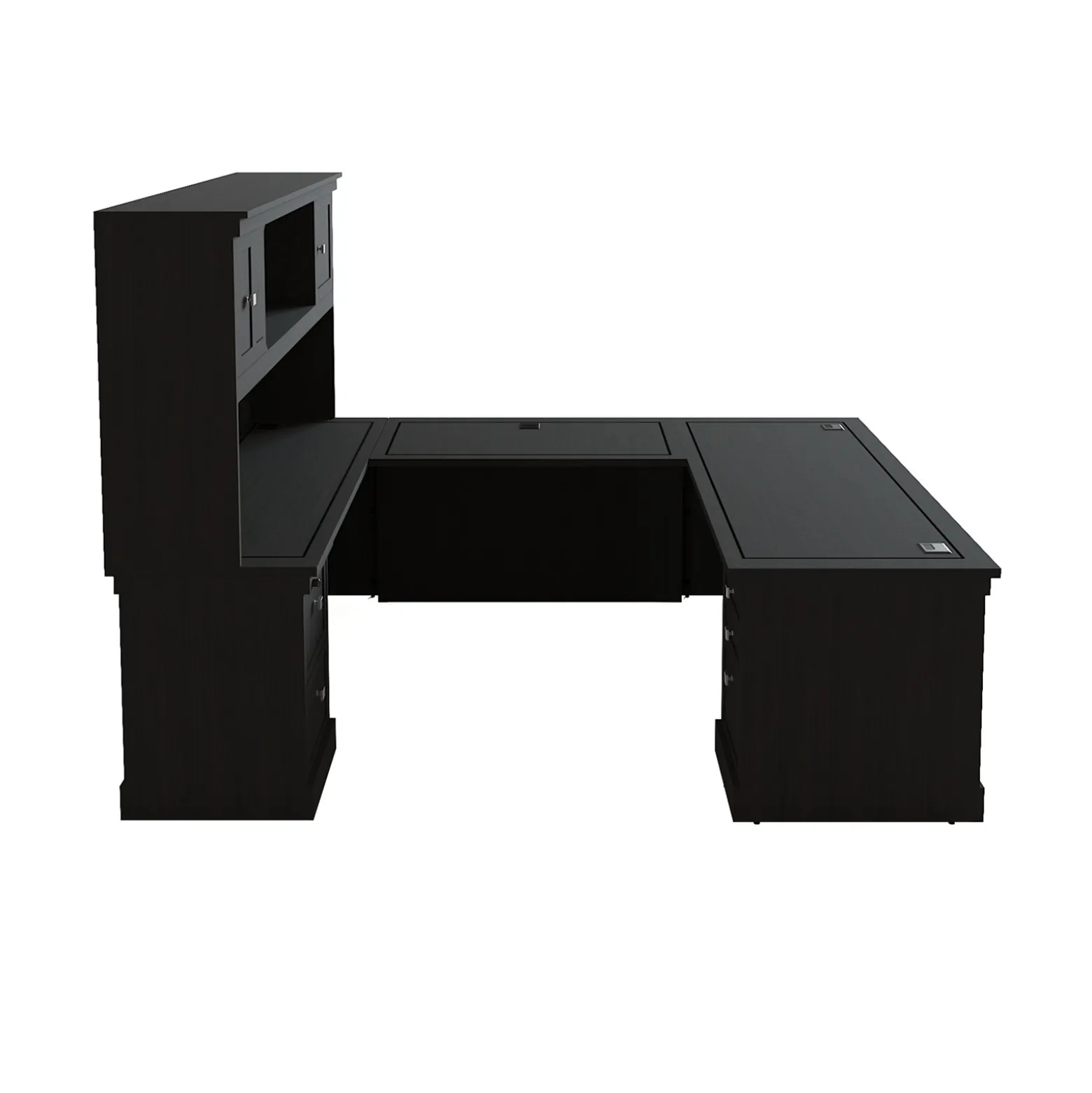 Lincoln U-Shaped Executive Desk with Left-Handed Bridge and Hutch - 72"W x 99"D