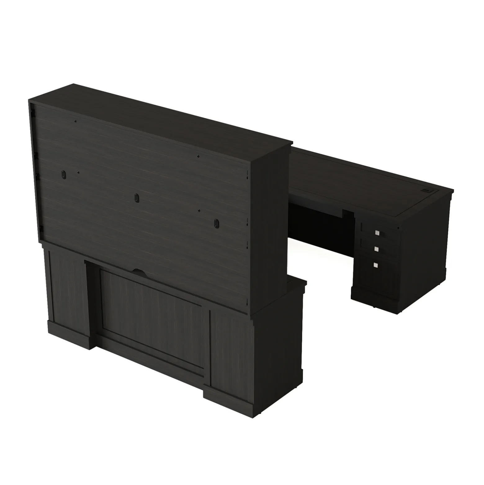 Lincoln U-Shaped Executive Desk with Left-Handed Bridge and Hutch - 72"W x 99"D