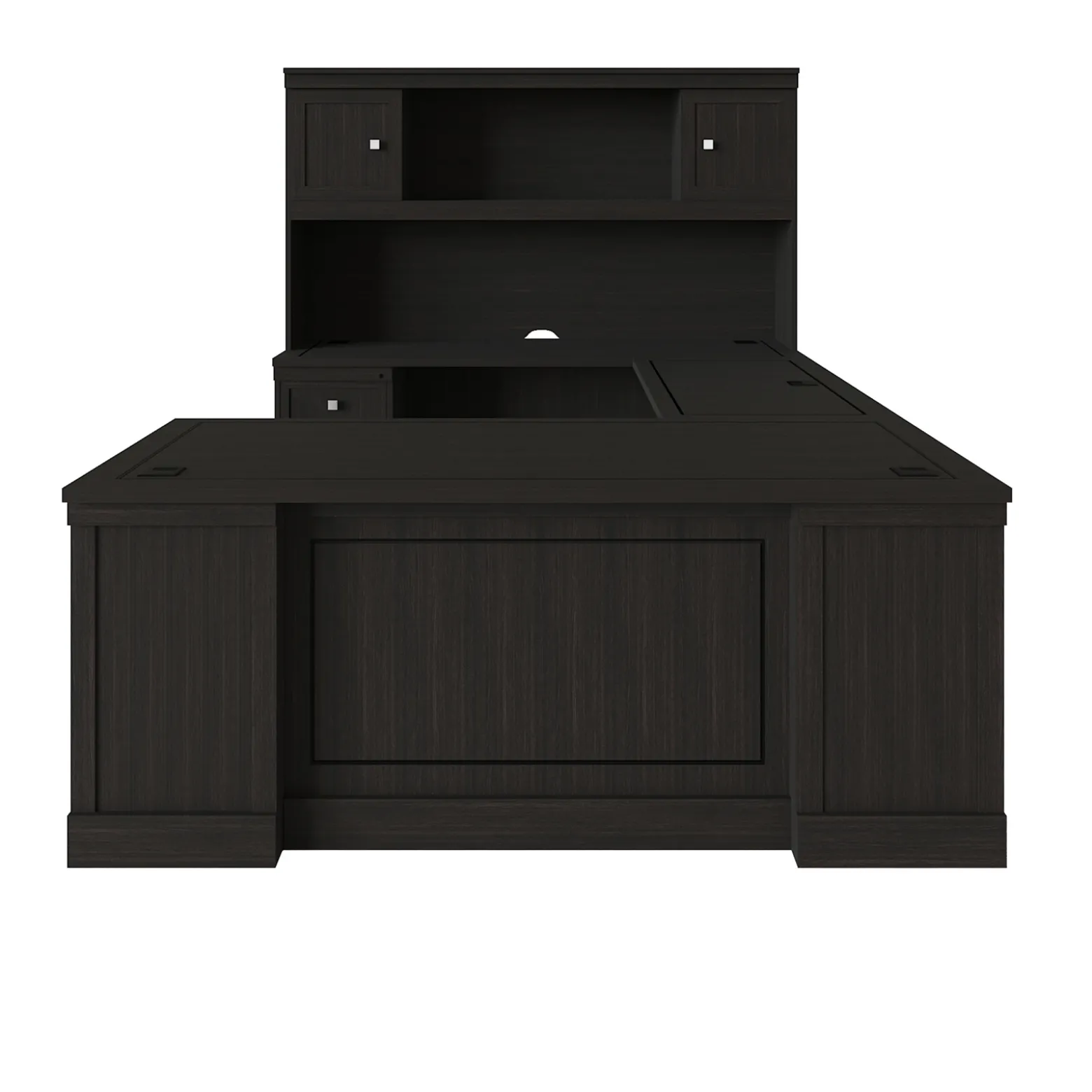Lincoln U-Shaped Executive Desk with Left-Handed Bridge and Hutch - 72"W x 99"D