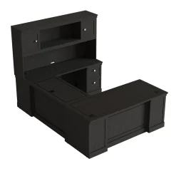 Lincoln U-Shaped Executive Desk with Right-Handed Bridge and Hutch - 72