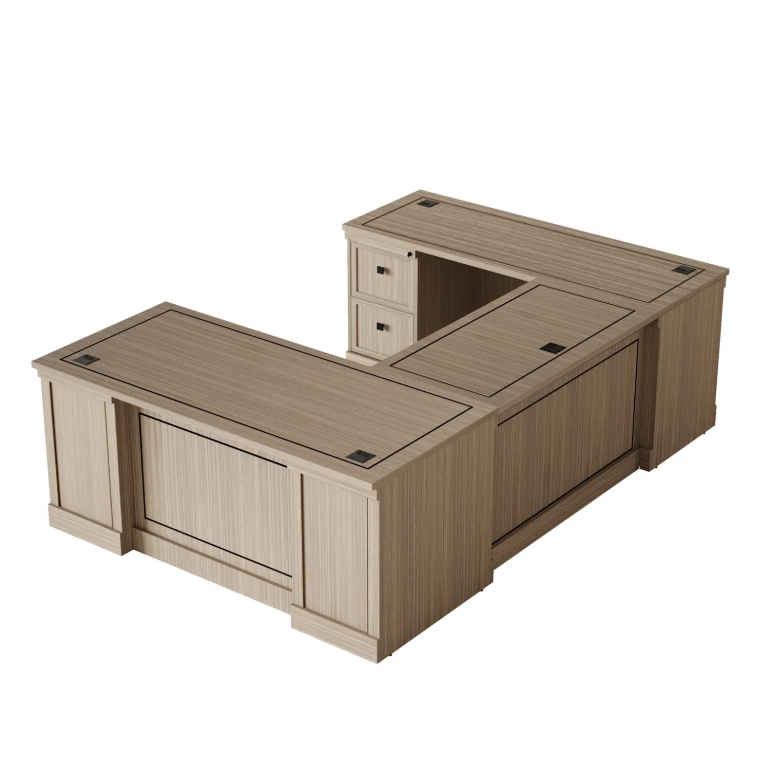 Lincoln U-Shaped Executive Desk with Left-Handed Bridge - 66"W x 99"D
