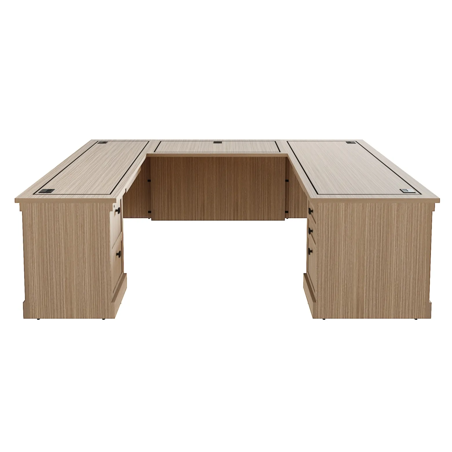 Lincoln U-Shaped Executive Desk with Left-Handed Bridge - 66"W x 99"D