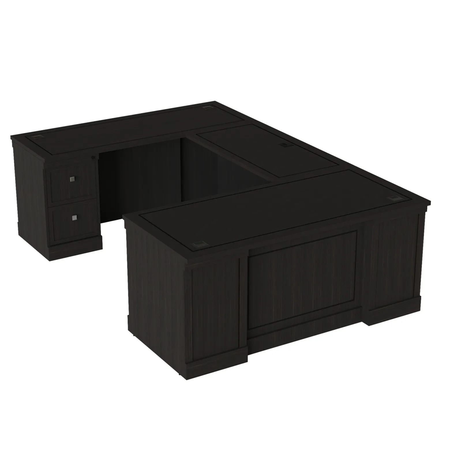 Lincoln U-Shaped Executive Desk with Left-Handed Bridge - 66"W x 99"D