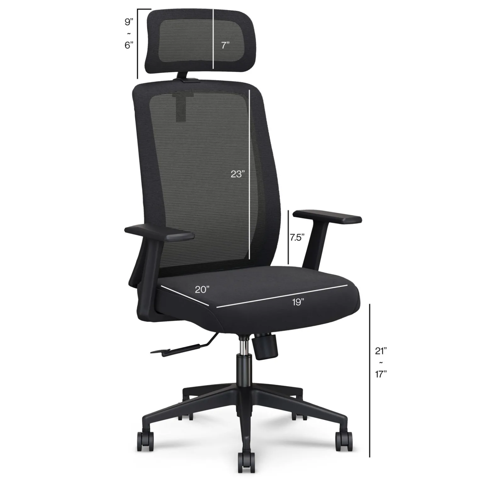 Link Mesh-Back Office Chair with Adjustable Headrest
