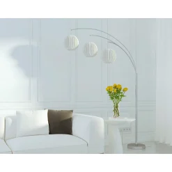 3-Lite Arch Lamp, Vinyl Shades - 93"H