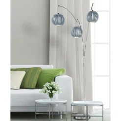 3-Lite Arch Lamp, Vinyl Shades - 93"H