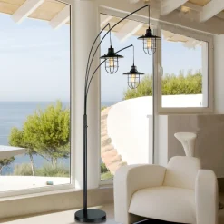 3-Lite Arch Lantern Floor Lamp - 89"H