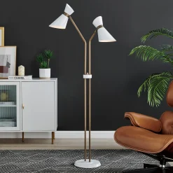 2-Lite Floor Lamp, Brass - 60"H