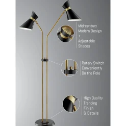 2-Lite Floor Lamp, Brass - 60