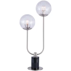 2-Lite Table Lamp, Ribbed Dome Shades - 30"H