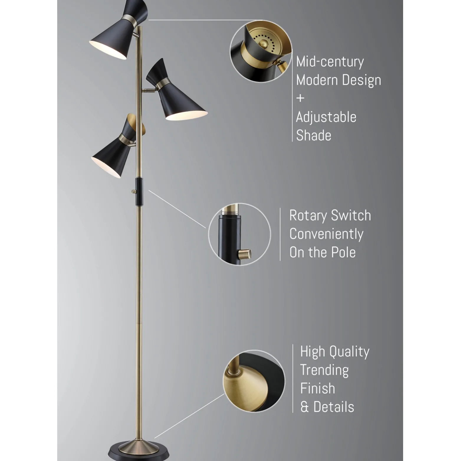 3-Lite Tree Floor Lamp - 70"H