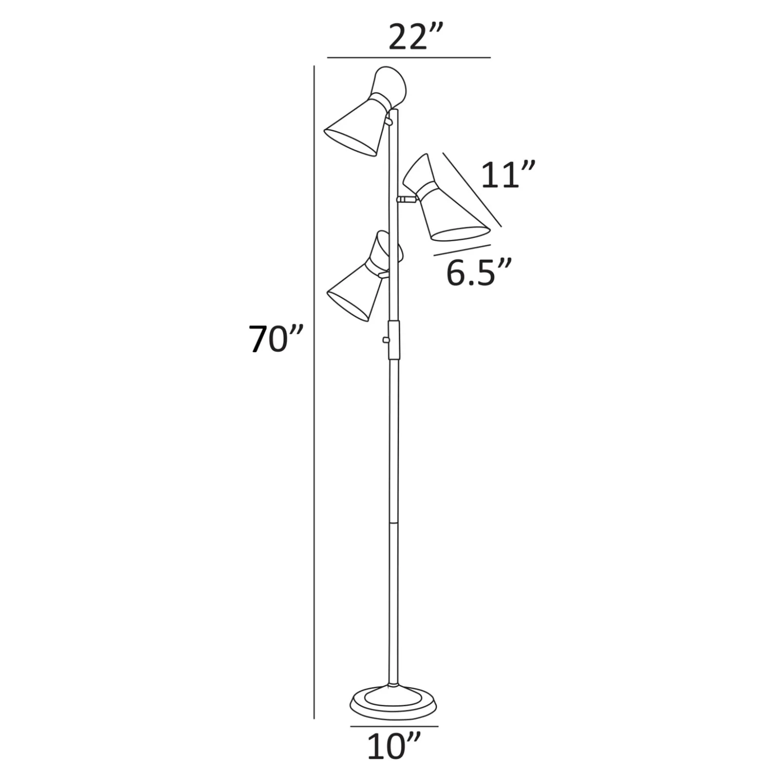 3-Lite Tree Floor Lamp - 70"H