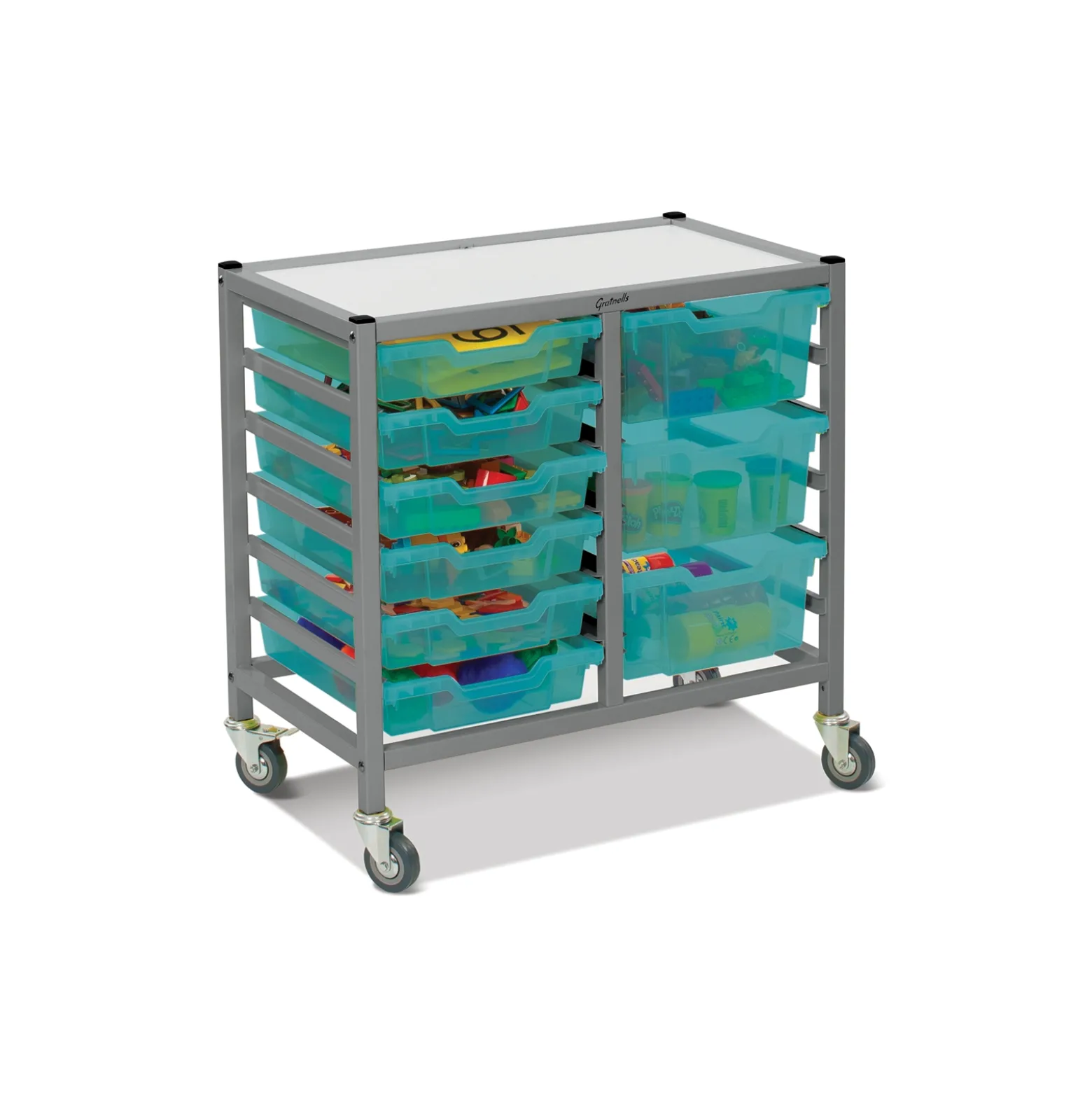 Low Double Storage Cart w/ Trays