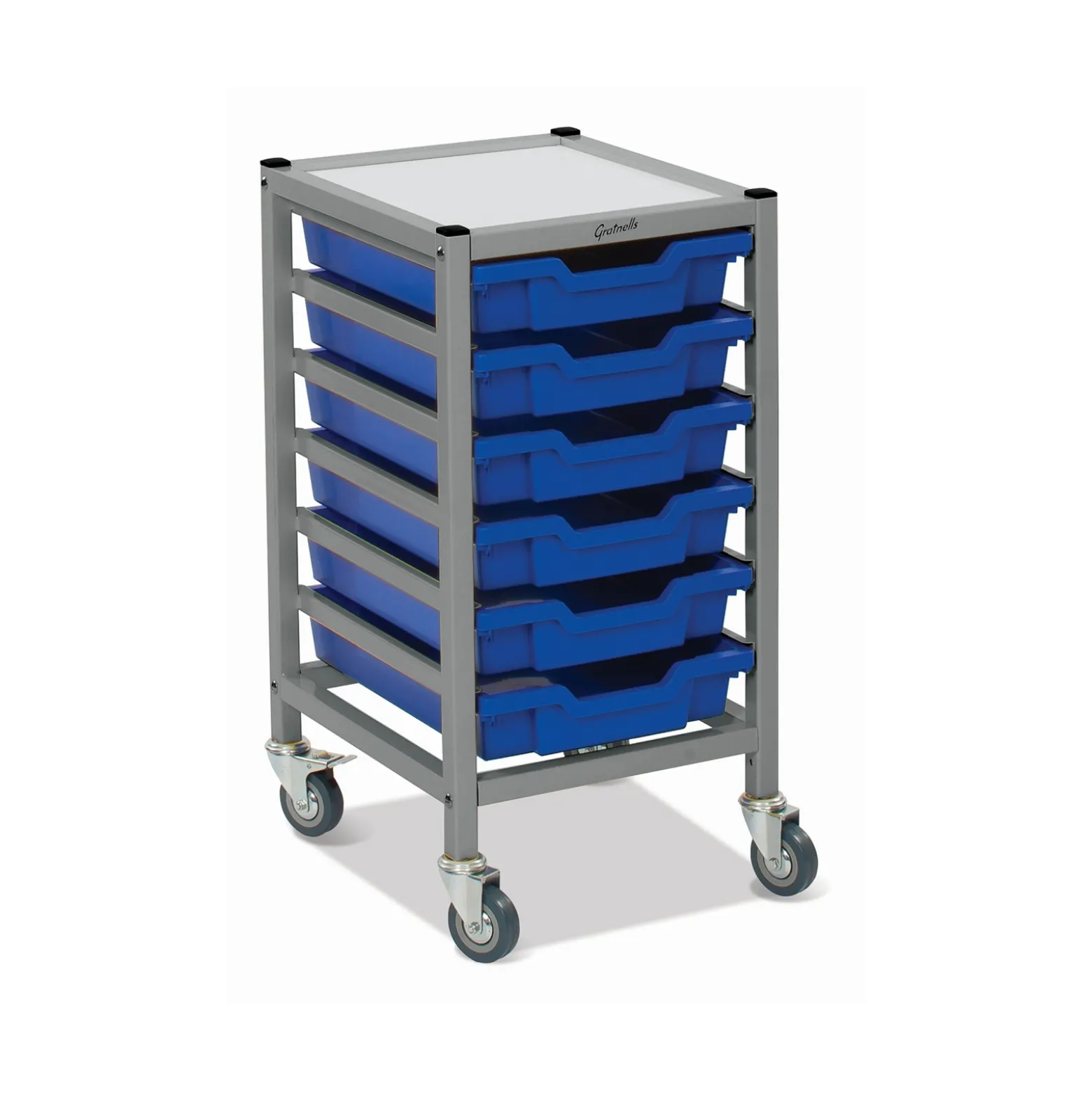 Low Single Storage Cart w/6 Trays - 3"D