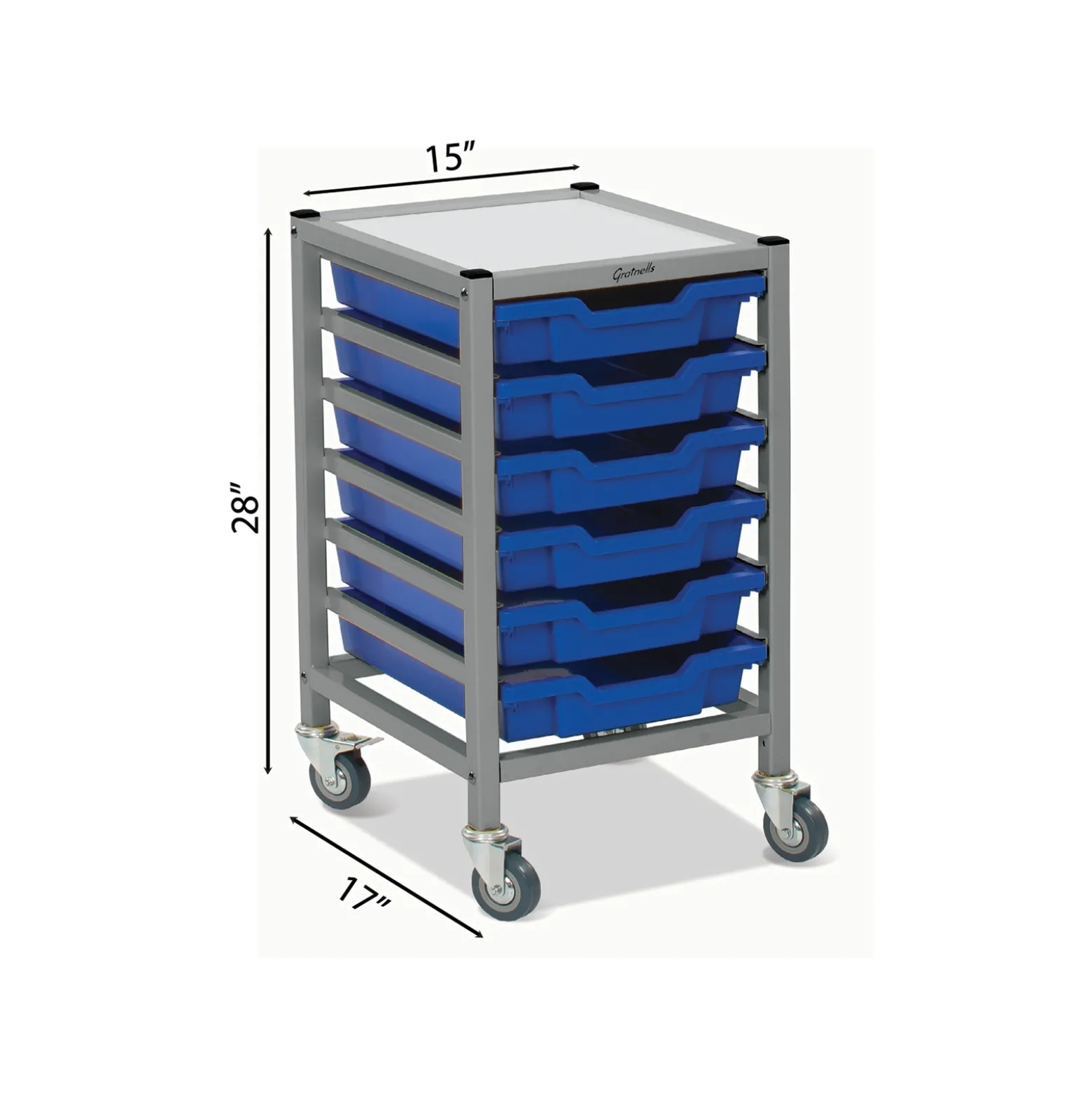 Low Single Storage Cart w/6 Trays - 3"D