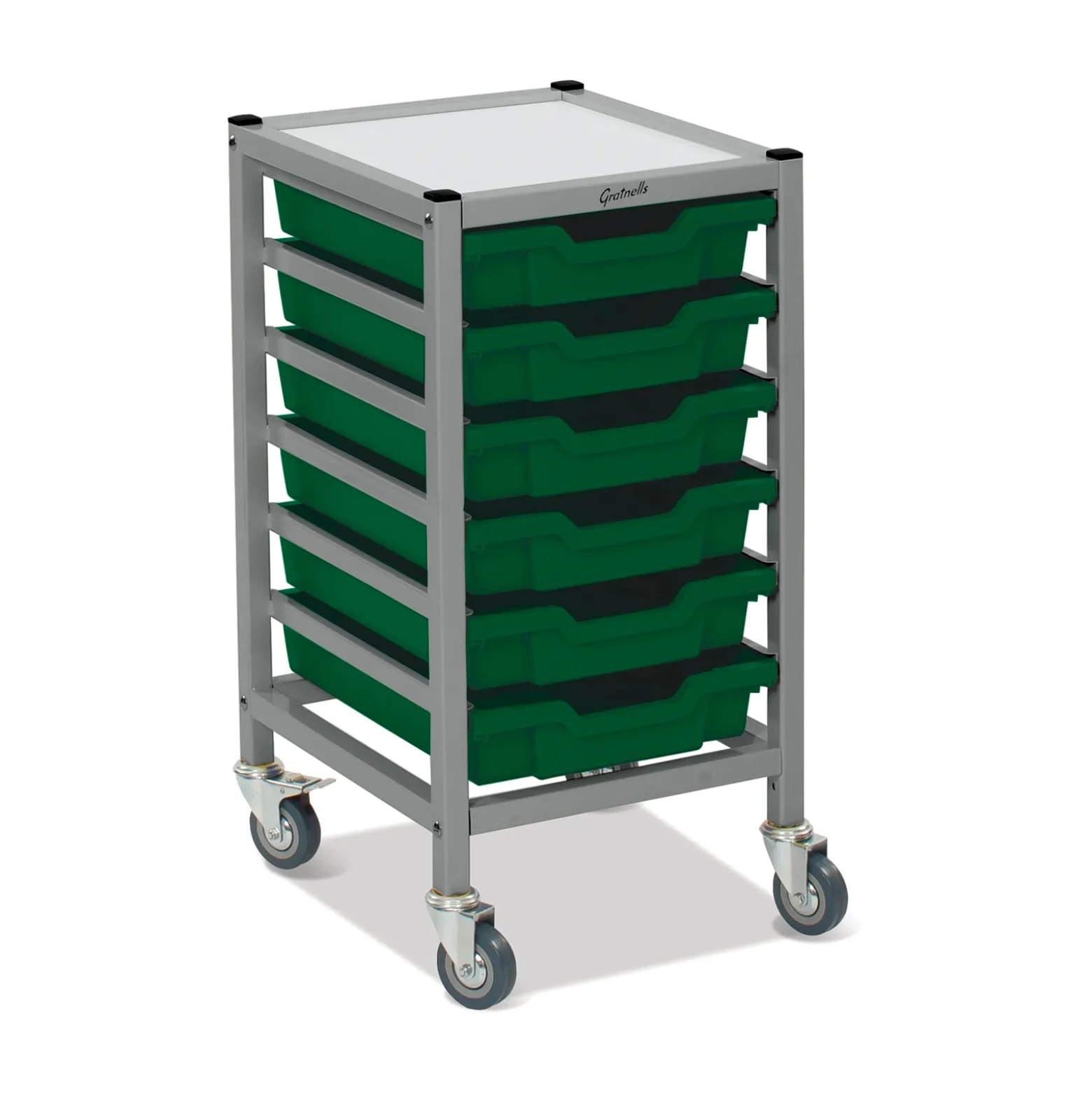 Low Single Storage Cart w/6 Trays - 3"D