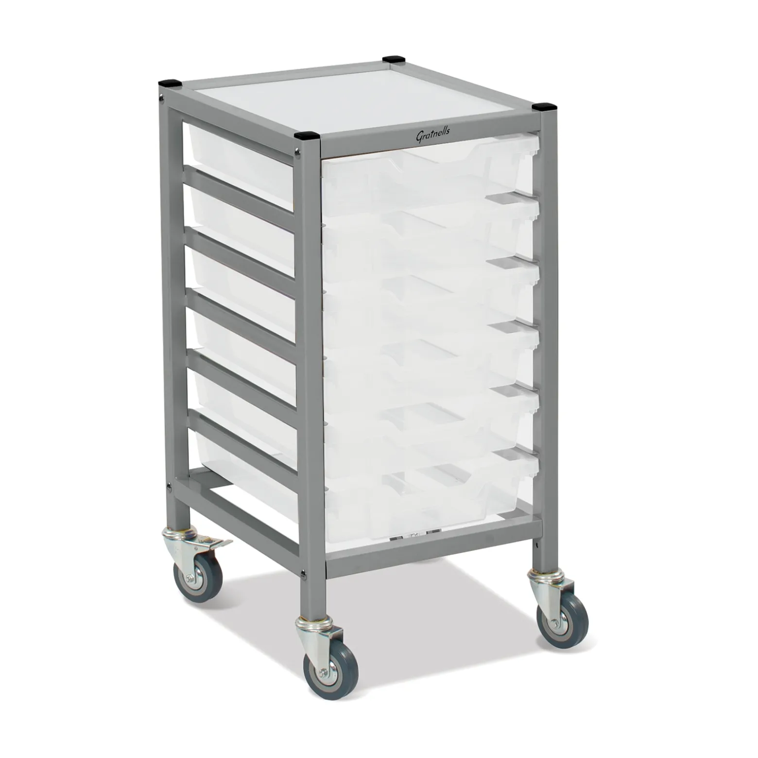 Low Single Storage Cart w/6 Trays - 3"D