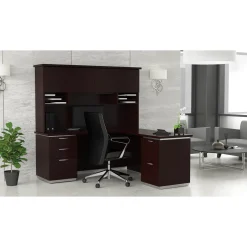 L-Shape Desk with Hutch, Right Return - 72"W x 72"D