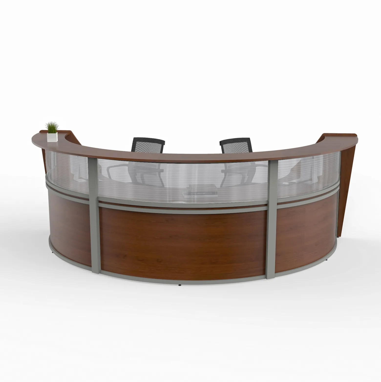 Magellan Three Unit Reception Station with Plexiglass Panel - 142"W x 69"D