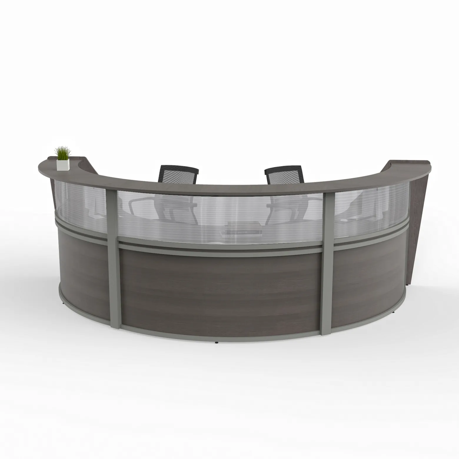 Magellan Three Unit Reception Station with Plexiglass Panel - 142"W x 69"D
