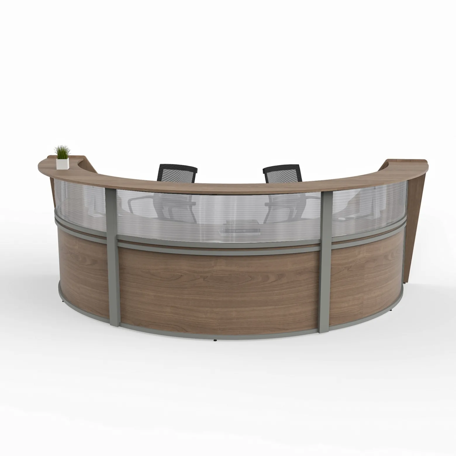 Magellan Three Unit Reception Station with Plexiglass Panel - 142"W x 69"D